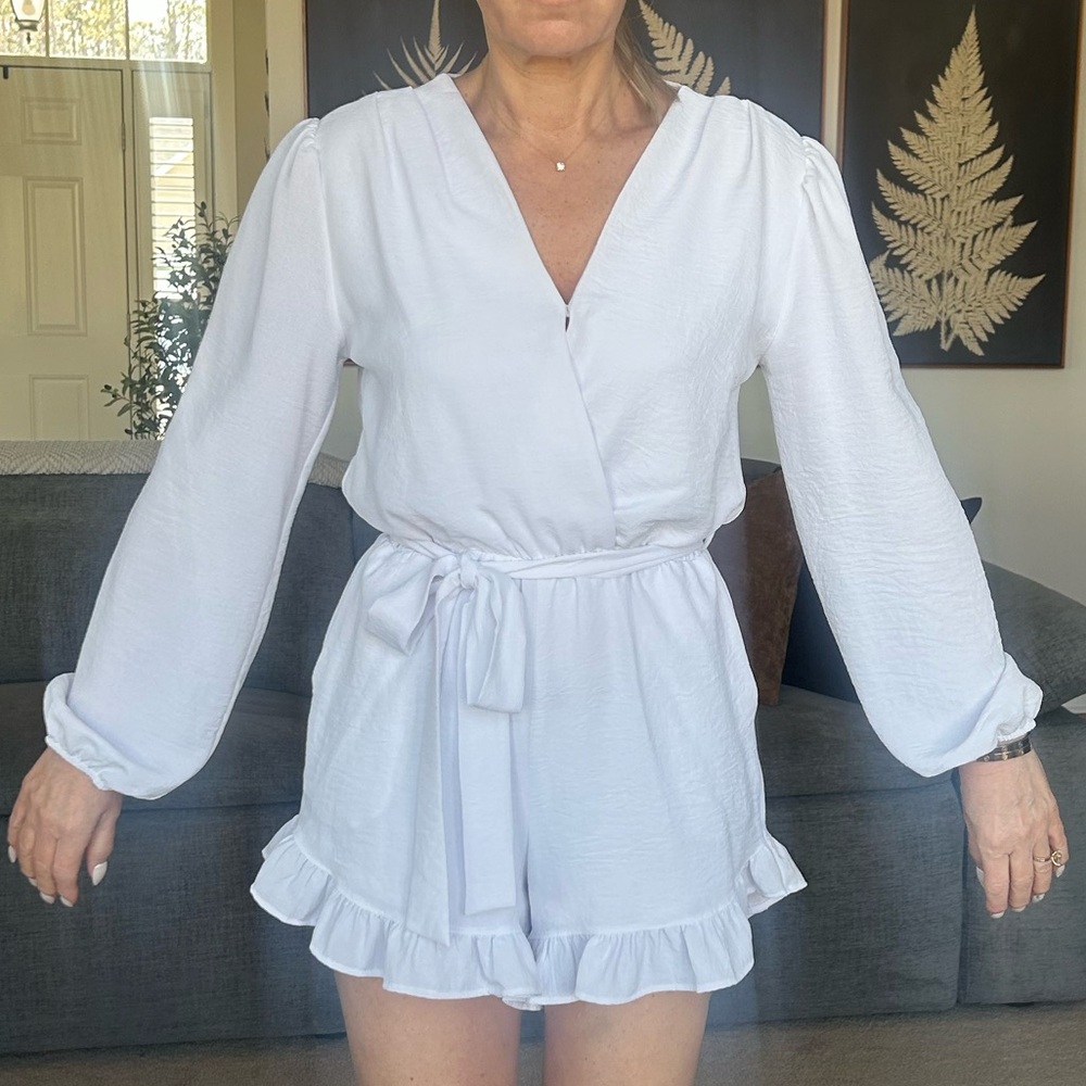 Elegant White Ruffle Jumpsuit